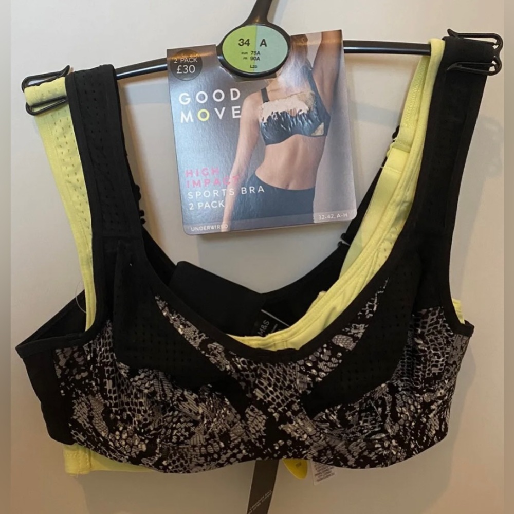 Pack of 2 M&S High Impact Sports Bras 34A Marks Spencer - Picture 1 of 7